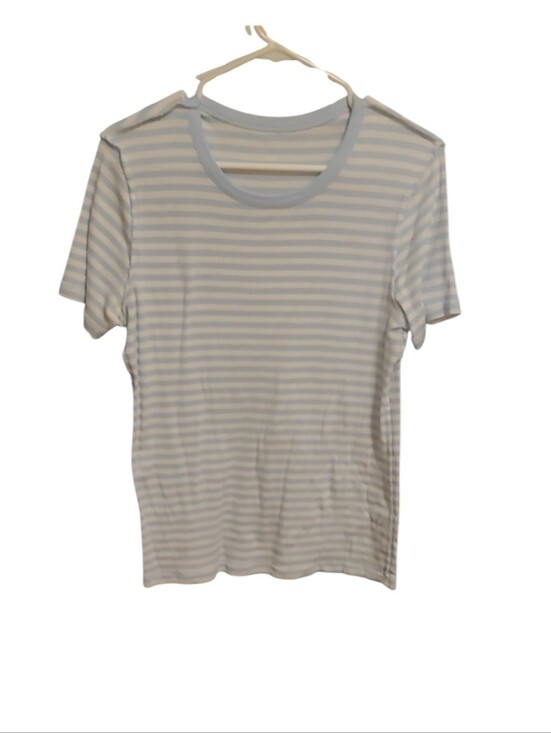 dip Tops - dip Light Blue & White Striped Short-Sleeve Tee